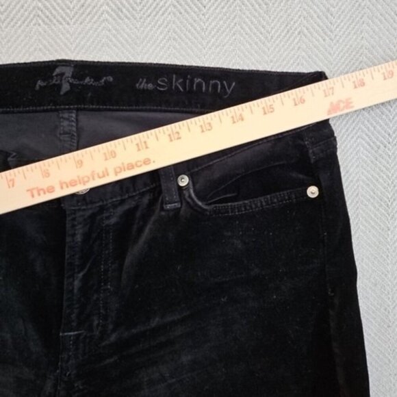 7 For All Mankind Jeans Women 32 (34x30) Black Velvet Straight Low Rise Velour - Picture 3 of 16